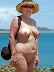 Great granny absolutely naked at the nature